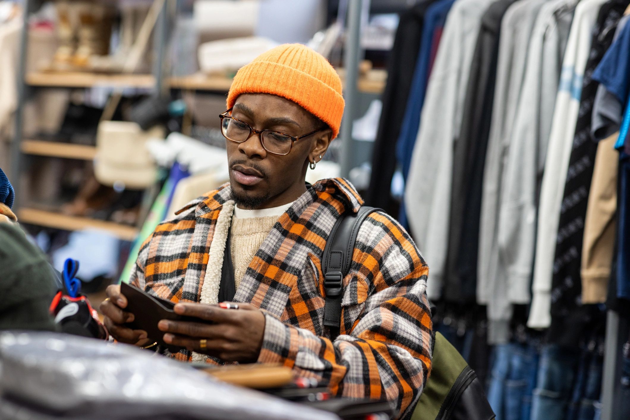 Customer selecting a thoughtful accessory
