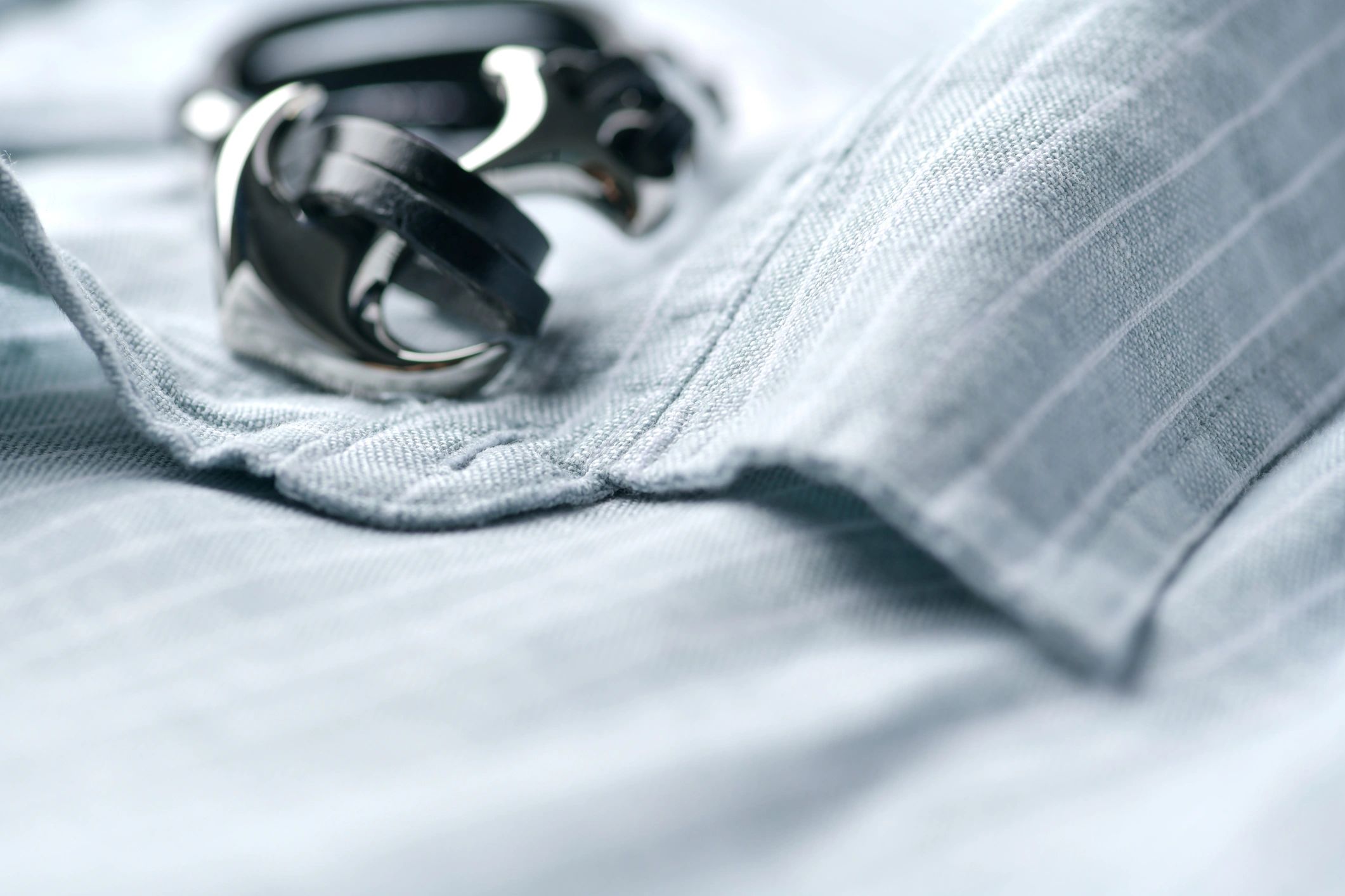 Close-up of a refined men's linen shirt